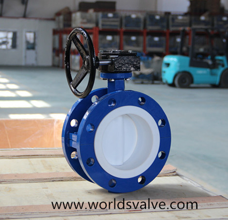 PTFE Fully Lining Double Flange Butterfly Valve
