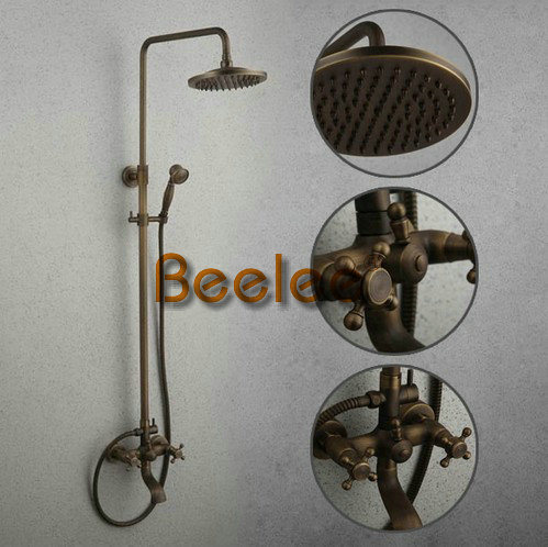 Antique Brass Bathroom Shower Set with 8