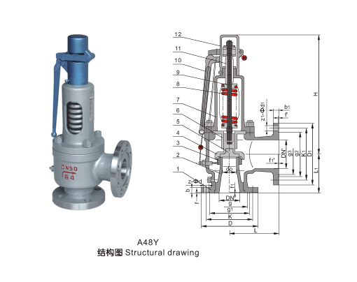 Full Open Spring Type Steam Safety Valve-Spring Loaded Full Bore Type with Lever Safety Valve (A48Y)