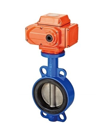 Wafer Type Butterfly Valve with Electric Actuator in Cast Iron