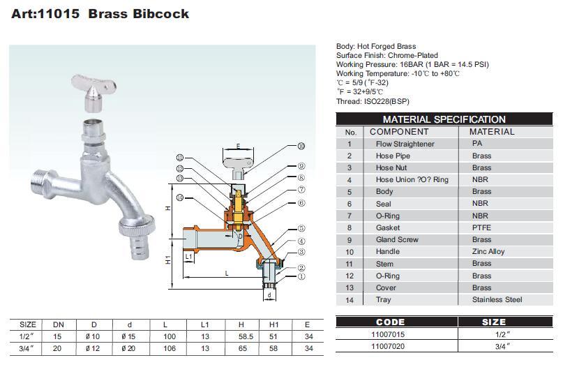 Brass Bibcock (11015)(ISO9000, SGS, CE)