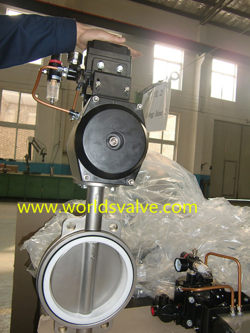 Pneumatic Actuator CF8m Wafer Type Butterfly Valve