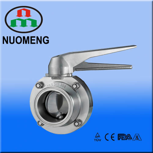 Stainless Steel Ss Multiposition Handle Clamped Butterfly Valve