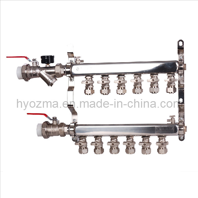 6-Branch Stainless Steel Manifold Set for Floor Heating System