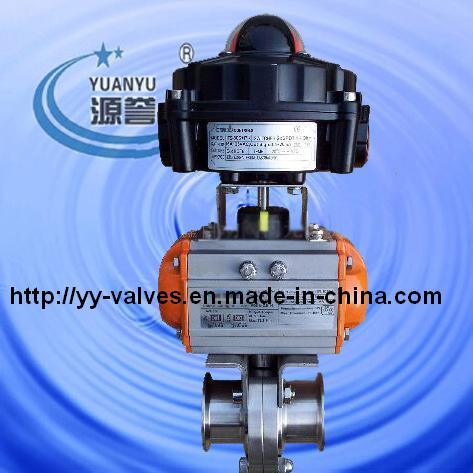 Sanitary Pneumatic Butterfly Valve with Limit Switch Box