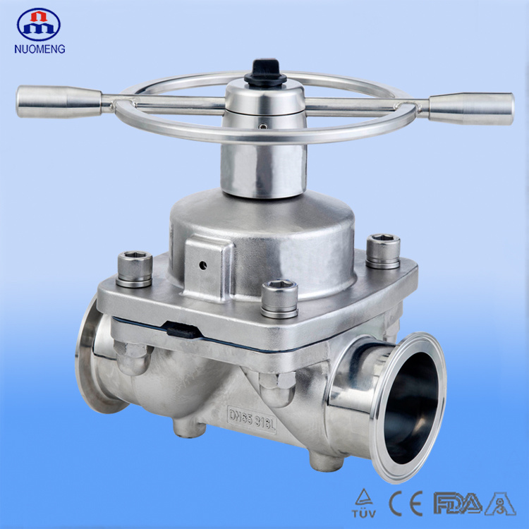 SMS Clamped Diaphragm Valve with Stainless Steel Hand Wheel