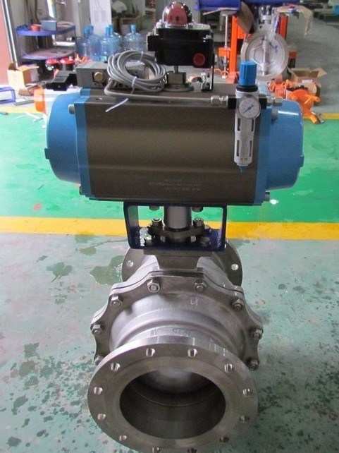 Pneumatic Actuator Operate Flanged Ball Valve (WCB/SS304)