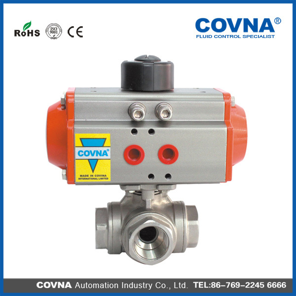 3 Way Ss304 Pneumatic Ball Valve for Water Treatment