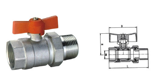 Brass Ball Valve with Butterflly Handle (M-F)