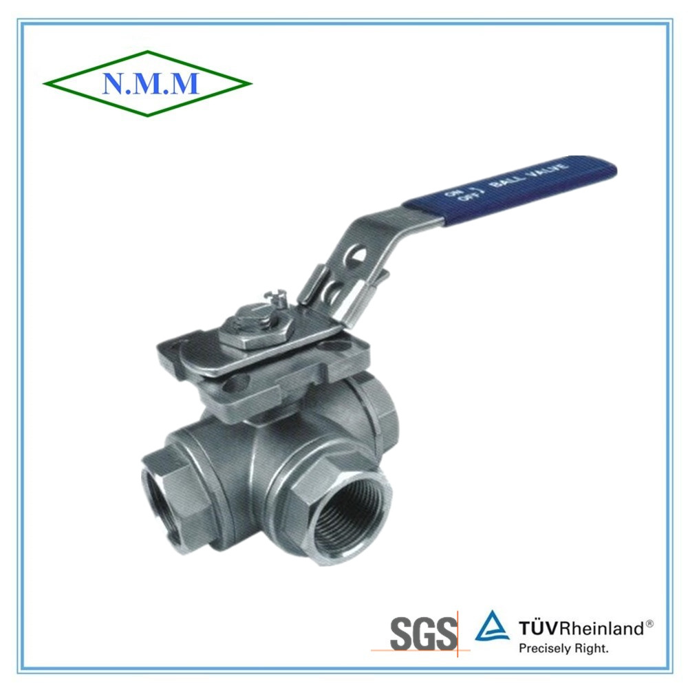 Stainless Steel Reduced Bore Threaded End 1000wog 3 Way L Type Ball Valve with Mounting Pad