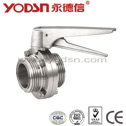 Sanitary Threaded Butterfly Valve with High Quality (ISO9001: 2008, CE, TUV Certified)