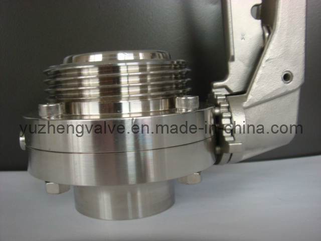 Sanitary One Male Thread Other Side Weld Butterfly Valve