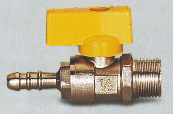 Brass Gas Valve with Yellow Handle