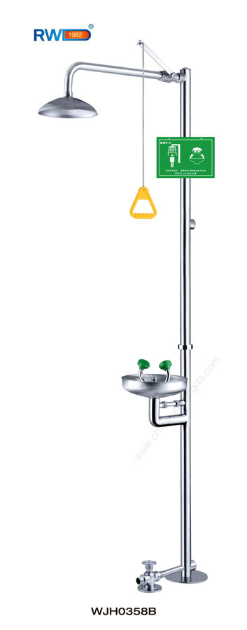 Foot-Treadle Stainless Steel Emergency Shower & Eye Wash (WJH0358B)