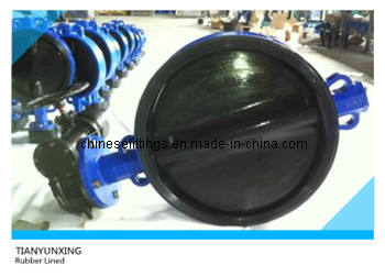 Casting Steel Manual Operated Rubber Lined Wafer Butterfly Valve