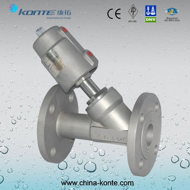 Stainless Steel Flanged Pneumatic Angle Seat Valve with Ss Head