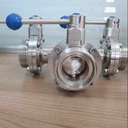 Stainless Steel Sanitary 3 Way Male Butterlfy Valve
