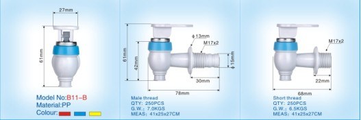 Plastic Drinking Water Dispenser Taps B11b for India Market
