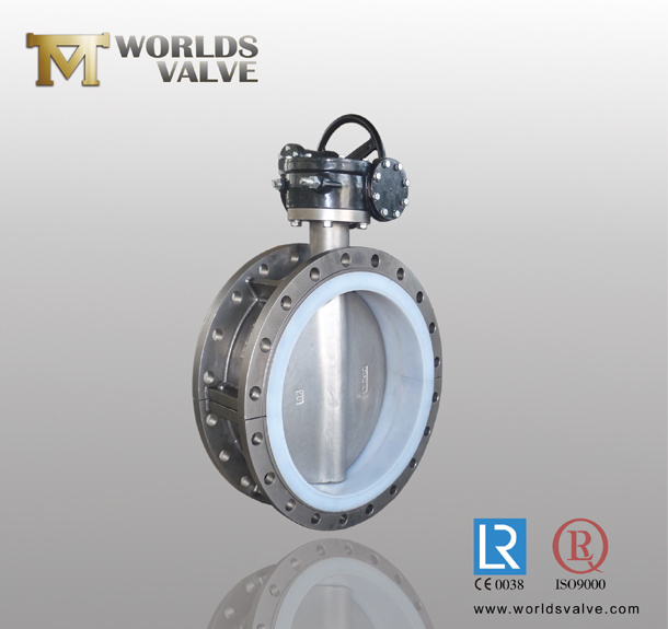 Stainless Steel Double Flange Butterfly Valve with PTFE Seat