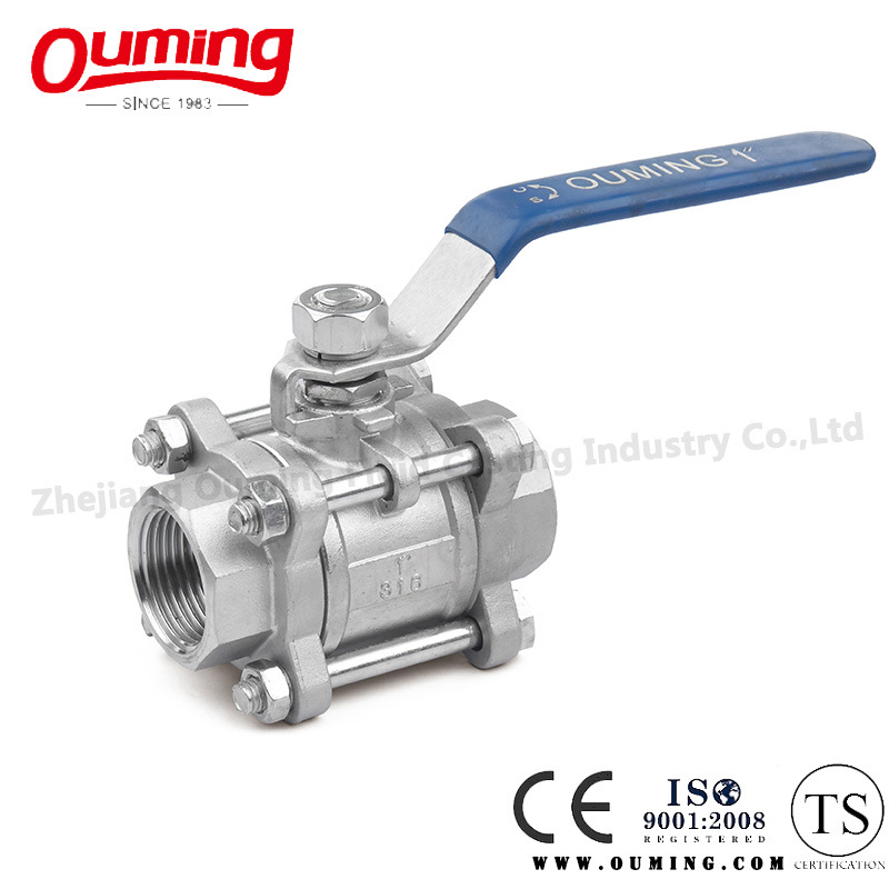 3PC Stainless Steel Threaded Ball Valve with Handle
