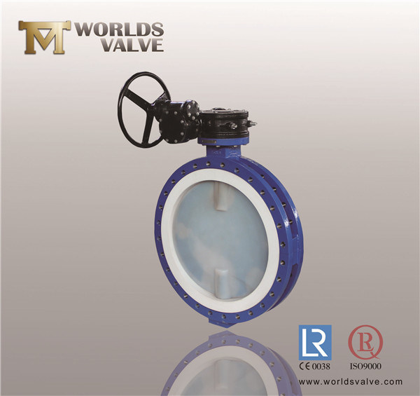Double Flange PTFE PFA Liner U Type Section Butterfly Valve (D341X-10/16)