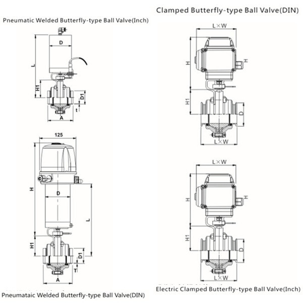 Sanitary Pneumatic/Electric Butterfly-Type Ball Valve