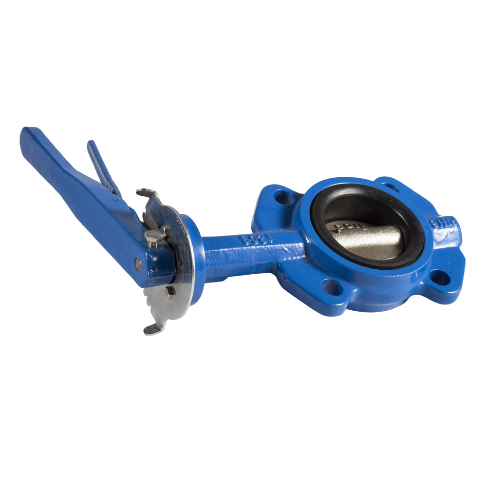 Cast Iron Soft Sealed PTFE Lever Operated Wafer Type Butterfly Valve