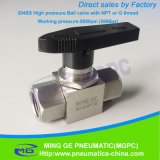 8500psi 586bar 304 Stainless Steel High Pressure Ball Valve with NPT or G Thread