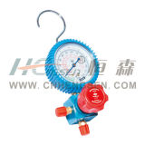 C T-468 G F-L Aluminium Three Way Valve with Gauge with Red Plastic Handle with Shockproof Air Conditioner Parts Refrigeration Parts