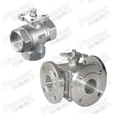 Three Way Ball Valve Flanged/Threaded with Vertical and Direct Mounting Structure