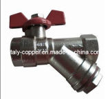 Brass Y- Strainer Ball Valve with Buttefly Handle