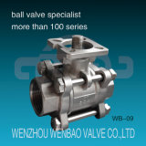 3-PC Female Threaded CF8m Ball Valve with ISO Mounting Pad