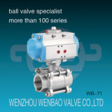 Pneumatic Actuated Female Threaded 3-PC Stainless Steel Ball Valve