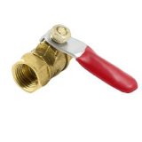 Threaded Red Lever Handle Brass Ball Valve