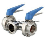 Sanitary 3 Way Butterfly Valve with Threaded Ends (CF8831)