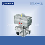 Three Way Ball Valve with Flange End with Manual Handle
