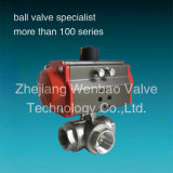 Stainless Steel Pneumatic Actuator 3 Way Ball Valve
