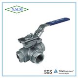 Stainless Steel Reduced Bore Threaded End 1000wog 3 Way L Type Ball Valve with Mounting Pad