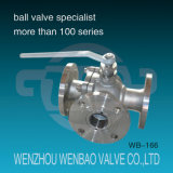 3 Way Stainless Steel Flanged Ball Valve with Handle