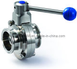 Stainless Steel Sanitary Butterfly Valve with Weld, Clamp and Thread