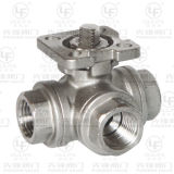 Threaded 3-Way Ball Valve with Direct Mounting Platform