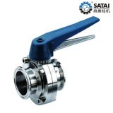 Sanitary Butterfly Valve with N Position Handle & Clamp Ends