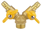 Double-Fork Male Thread Brass Gas Valve (SS9020)