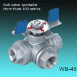 3 Way T-Port NPT Ball Valve 1000wog with Butterfly Handle