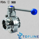 Sanitary Stainless Steel Butterfly Valve with Tri-Clamp Ends