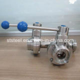 Stainless Steel Sanitary Male 3 Way Butterfly Valve