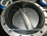 CF8m Double Flanged Butterfly Valve with Vulcanized Seat
