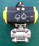 Stainless Steel 3 PC Threaded Ball Valve with Pneumatic Atcuator (DN15-DN200)