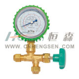 C T-488 a G F Brass Three Way Valve with Gauge with Green Plastic Handle with Shockproof Air Conditioner Parts Refrigeration Parts