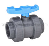 PVC Double Union Ball Valve for Pharmacy with ISO9001 (NPT / BSPT Standard)